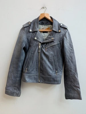 Chaqueta de cuero para mujer Schott NYC Perfecto piel de cordero - azul pizarra - Imagen 1 de 4
