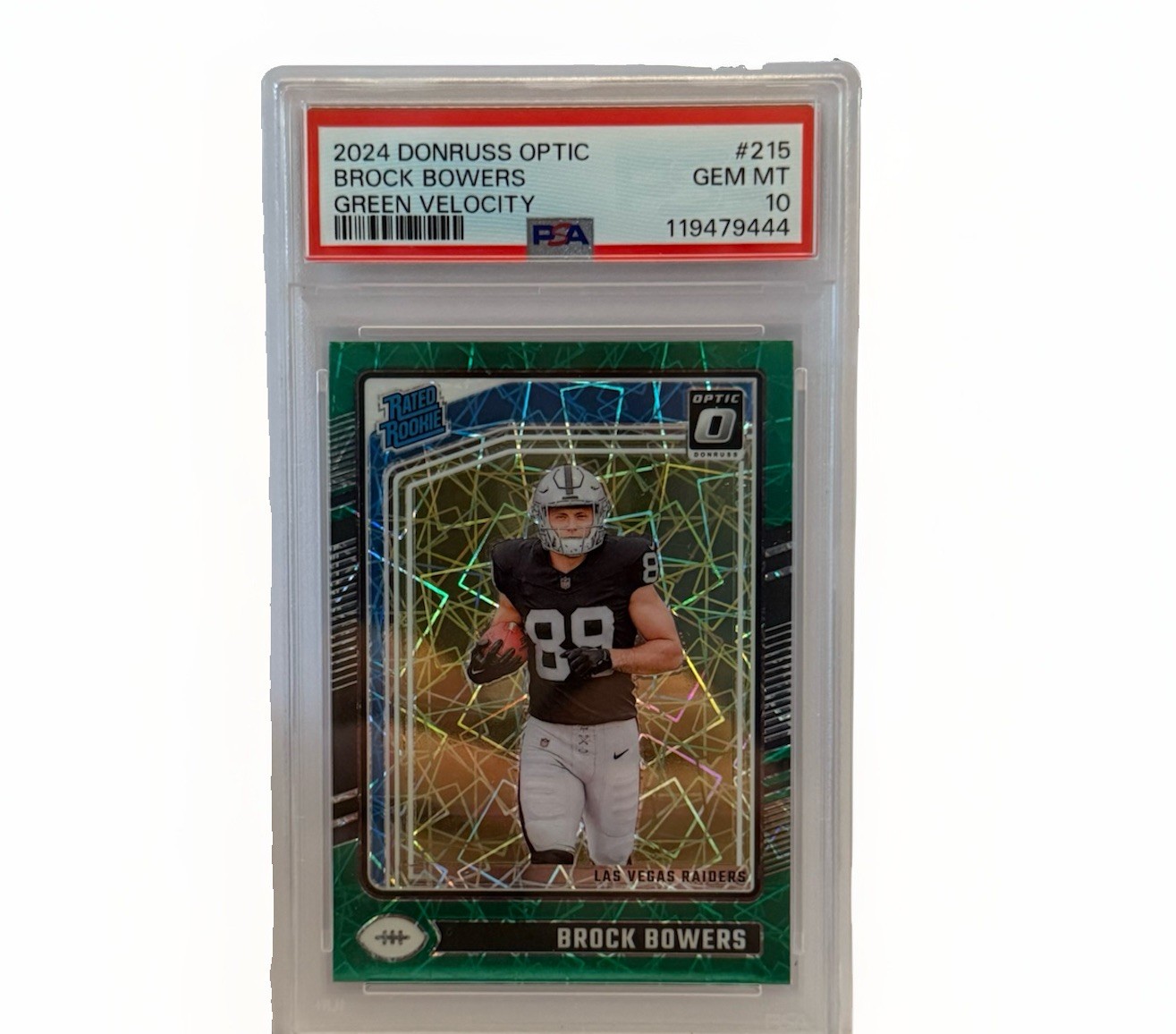 Brock Bowers Panini Donruss Optic #215 Green Velocity