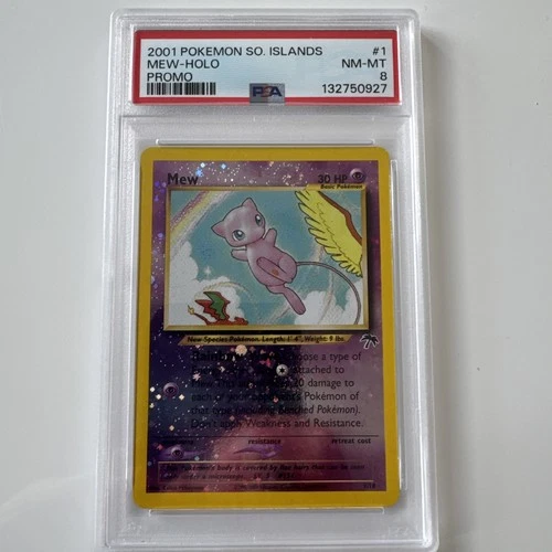 Pokemon TCG Southern Islands Mew 1/18 Reverse Holo PSA 8 - multiple swirls