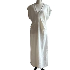 ZARA Women's Chic Maxi Dress Pool Beach Swim Coverup — Medium White v-neck