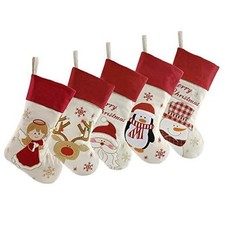 Set of 5pcs, 18" Christmas Stockings with Lovely 5pcs-christmas Figures