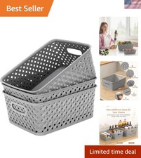Organization and Storage 3 Packs, Plastic Bins Organizer Bins, Woven Baskets ...