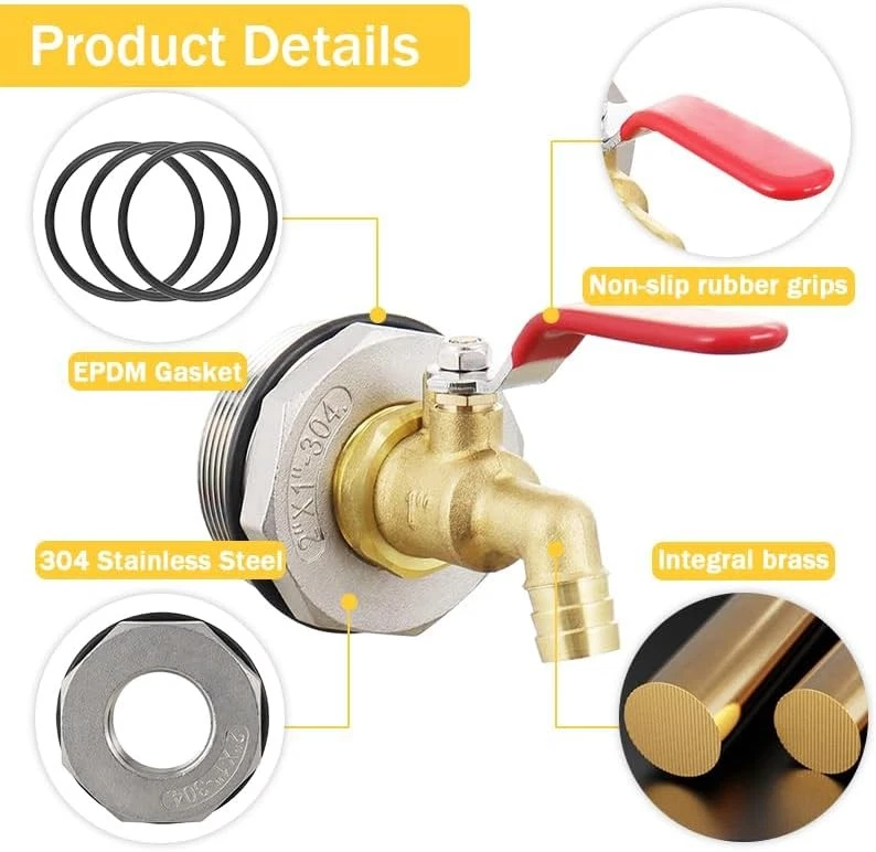 Grifo de tambor grifo de barril 2 grifo de barril de latón con junta de EPDM para 55 Foto 2 de 4