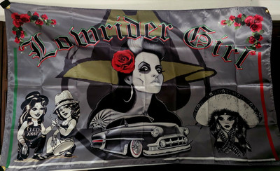 Lowrider Girl Art 3x5 Flag King & Story Whittier Blvd Lifestyle Chicano StyArte 