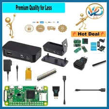 Raspberry Pi Zero W Starter Kit with Black Case, Power Supply, Adapters, 512M...