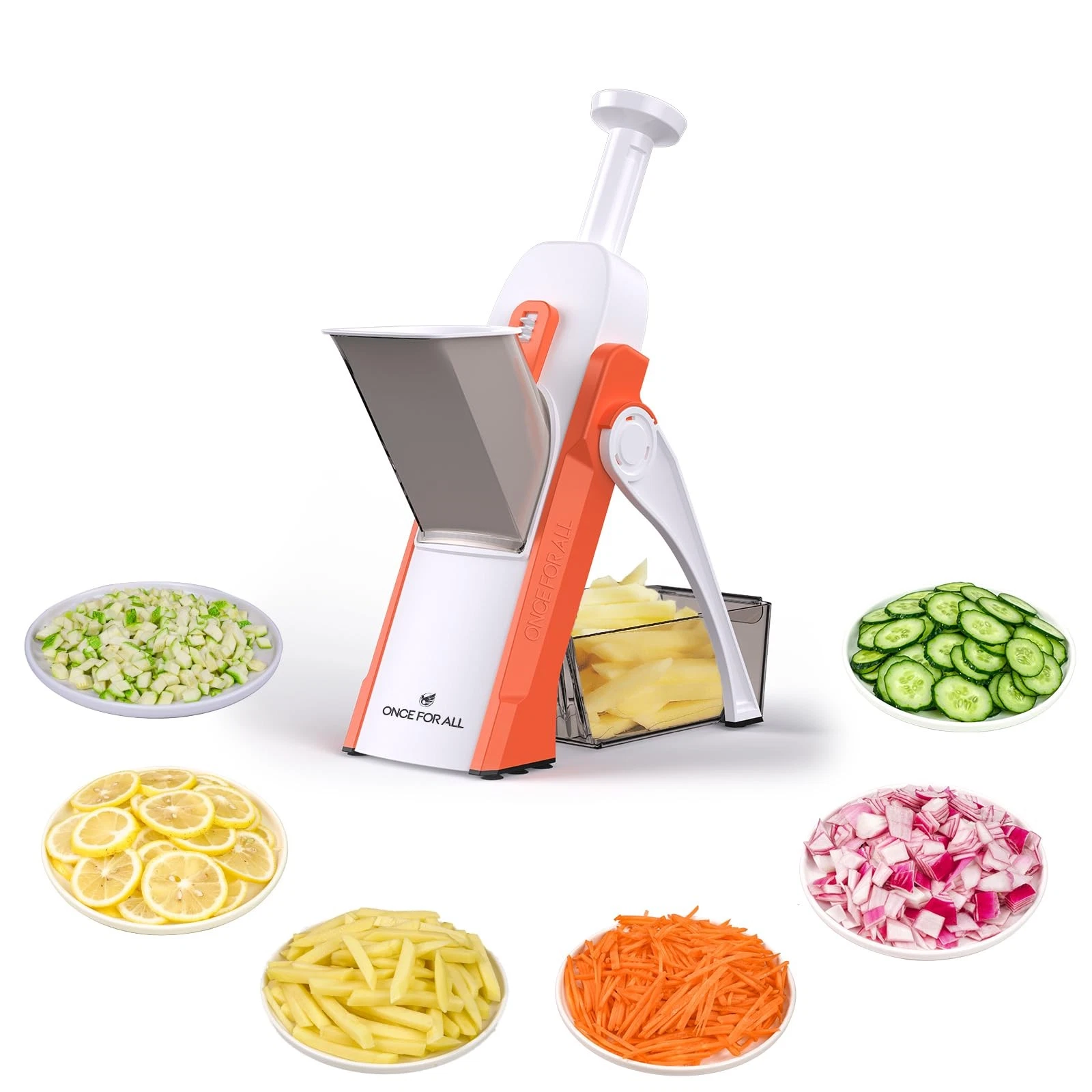 Safe Mandoline Slicer 5 in 1 Vegetable Cutter, Strips Julienne Dicer Adjustab...
