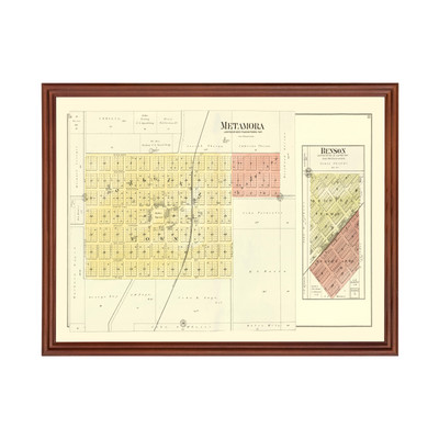Old Map of Metamora, IL 1893 - Vintage Metamora Illinois Art