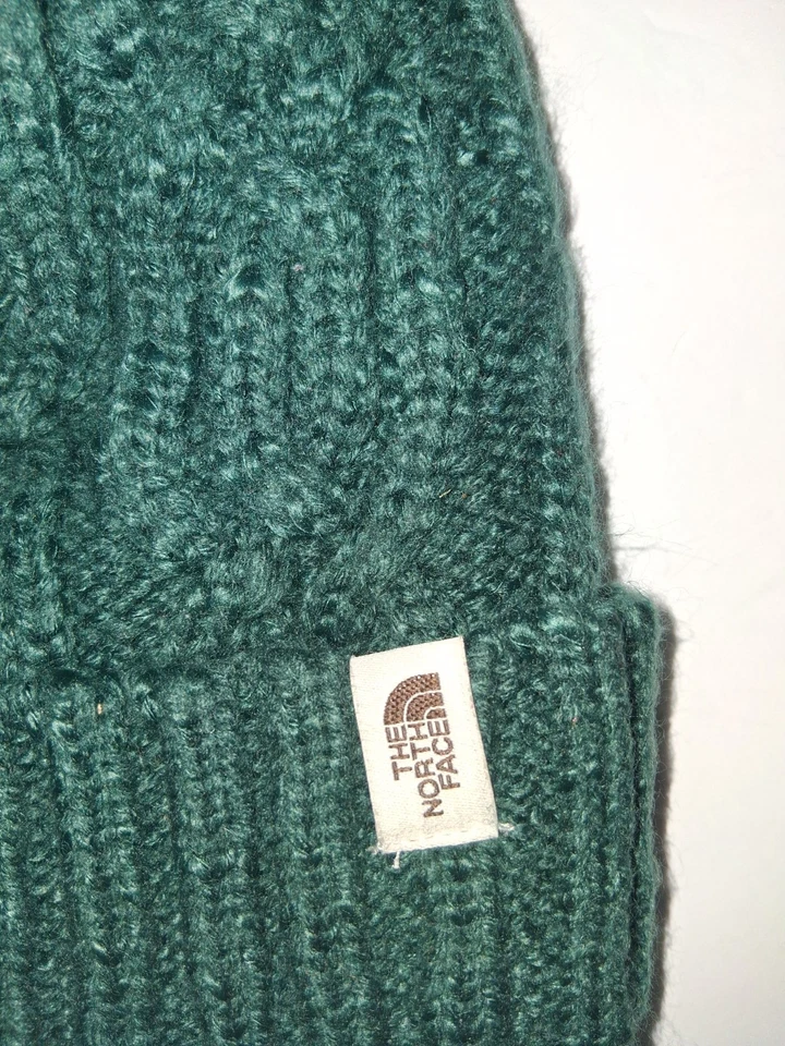 女式 North Face Cable Minna Beanie 绿色,丙烯酸外壳,聚乙烯/弹性衬里 — 第 2/4 张图片