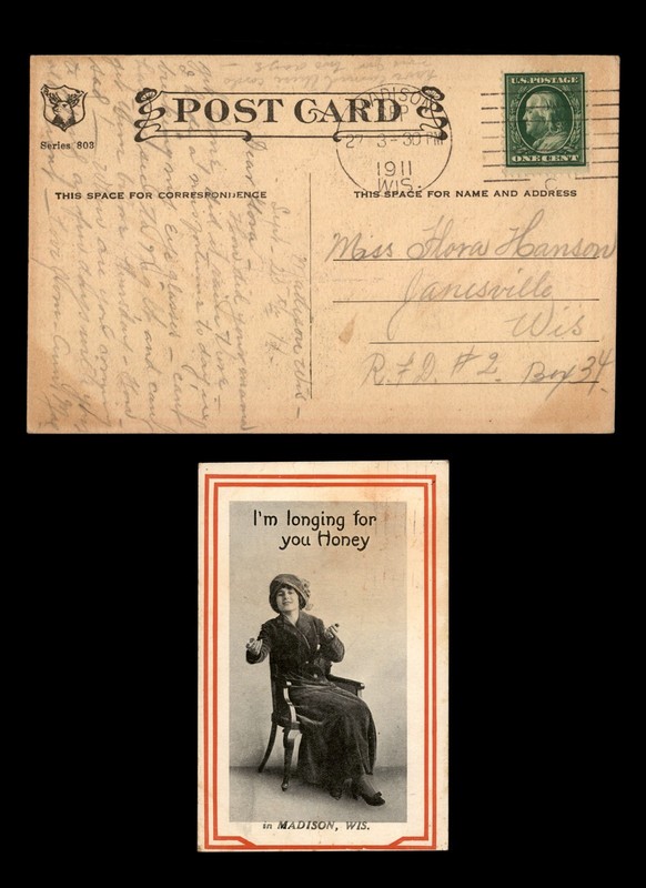 Mayfairstamps US 1911 Madison to Janesville Woman Postcard cca_17659