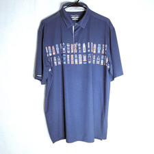 Straight Down Polo Shirt Mens Large Tiki Totem Print Performance Golf