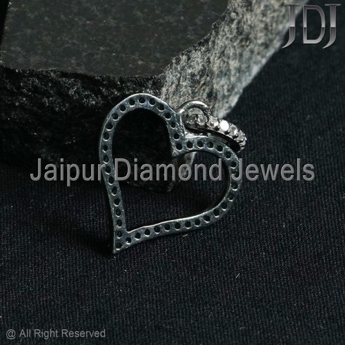 Dije Corazón Amor Natural Pavé de Diamante 925 Plata Ley Joyería Regalo Colgante - Imagen 5 de 11