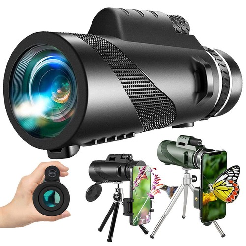 Powerful 80X100 HD Monocular Telescope Long Range Zoom With Tripod Phone Clip - Picture 2 of 15