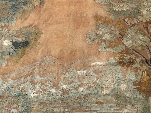 7x7 1900 Antique French Tapestry Square Wool & Silk Game 196cm x 201cm - Picture 10 of 14