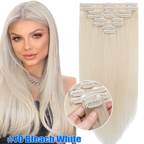 UK CLEARANCE Real Clip In Remy Human Hair Extensions Thick Double Weft Full Head - Picture 27 of 39