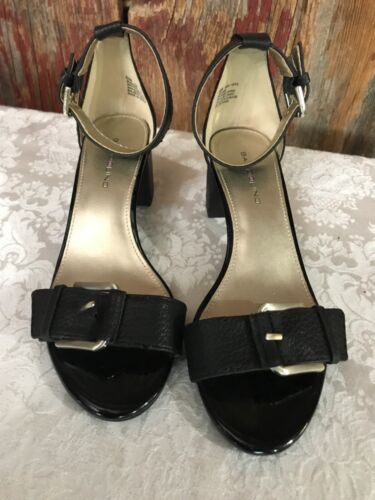 Bandolino black strappy chunky heeled sandals………..