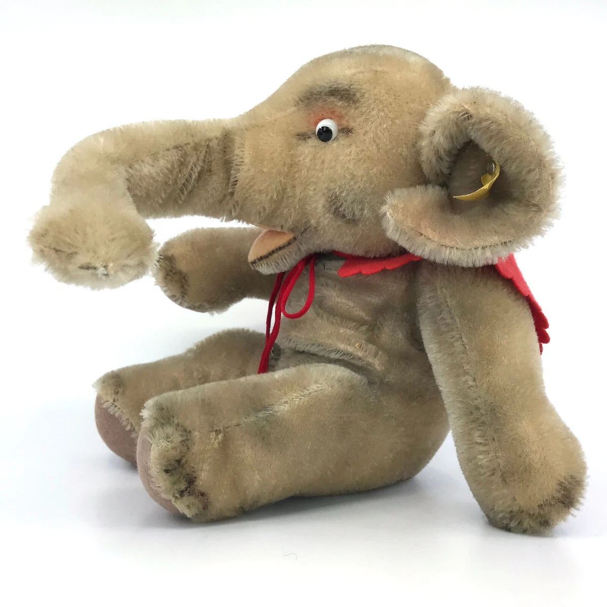 Steiff Jumbo Soft Elephant 1950s Mohair Plush 22cm 9in ID Button