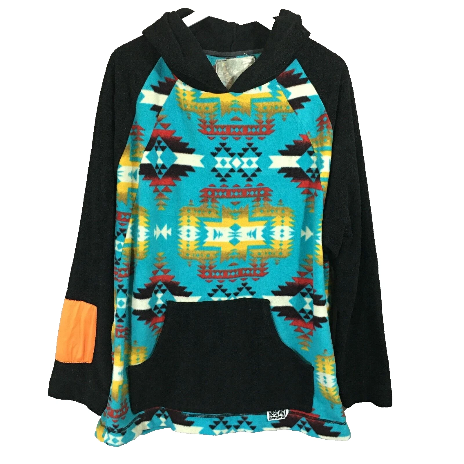 Vintage HARDWAY Aztec Fleece Jacket Size XL Bright Colorful All Over Graphic USA