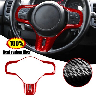 Red Dry Carbon Fiber Steering Wheel Cover Trim For Mitsubishi Lancer EVO X 10th