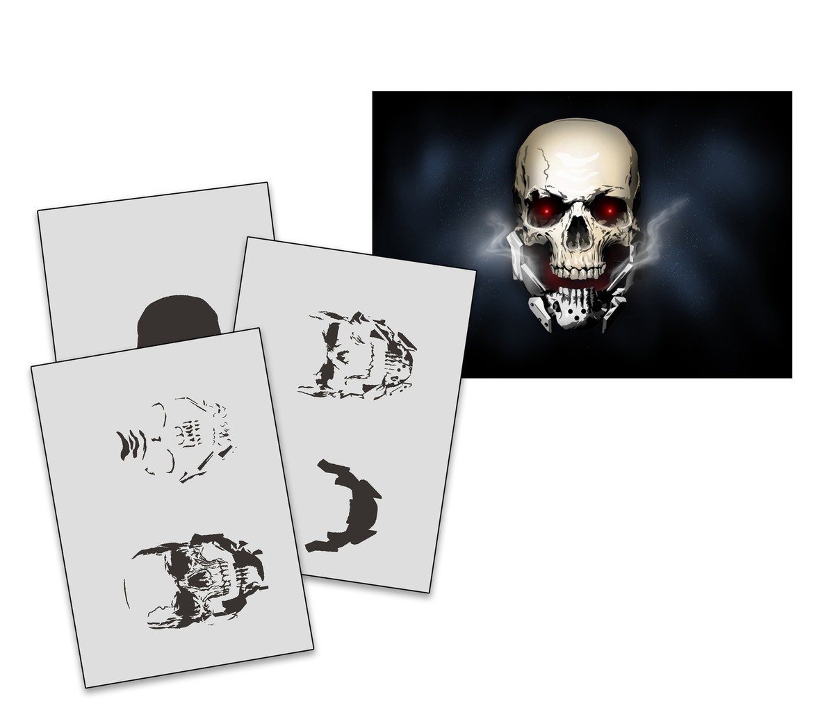 Step by Step Airbrush Stencil AS-235 Metall Schädel ~ Template ~ UMR-Design | eBay step-by-step-airbrush-stencil-as-235-metall-sch-del-template-umr-design-ebay