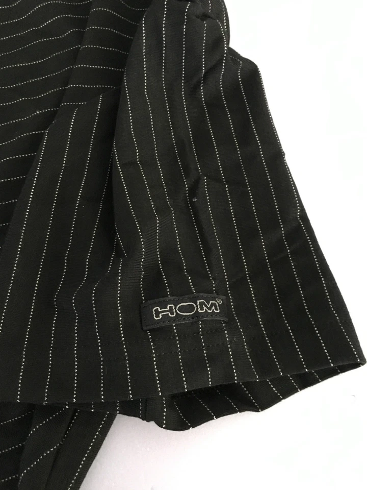 HOM Camiseta Hombre Rayas Negro / Blanco Cuello Redondo Modelo Ray WH 94% Rayón - Imagen 4 de 4