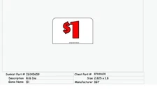 IGT $1 Reel Glass Insert S2000 S Plus IG145659 2.875 X 1.8125