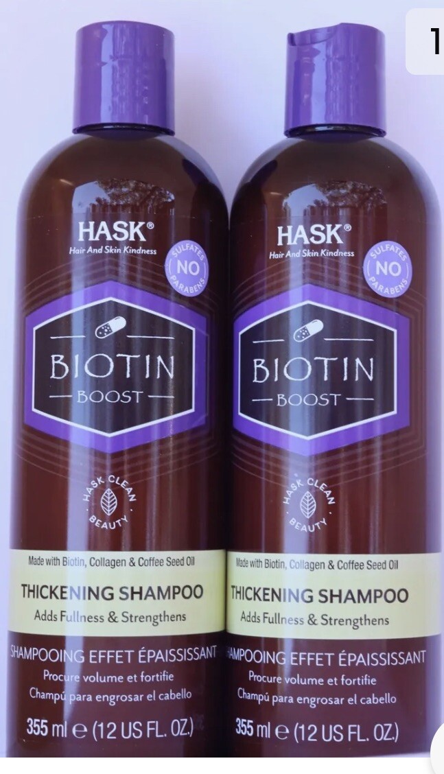 Hask Biotin Boost Champú Espesante 12 fl oz Juego de 2 Productos de Belleza para el Cuidado del Cabello