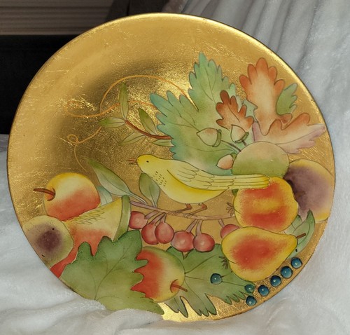 Set of 3 Toscana Andrea Sadek Bird Plate Gold Leaf Brenda Walton Hand Painted - Picture 4 of 6