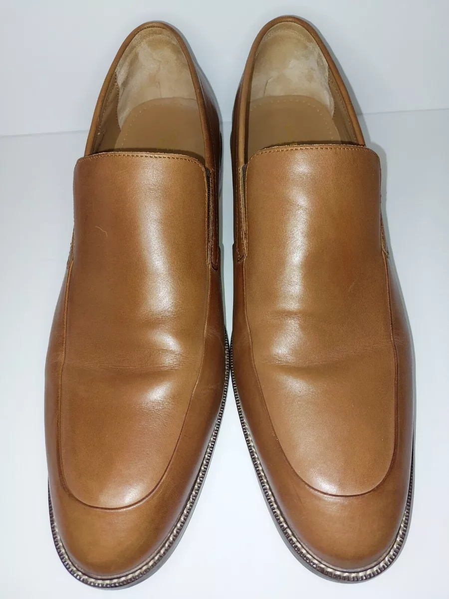 Cole Haan Dress Shoes Mens Size 13 M Loafers Grand.OE Brown Leather Wood Sole