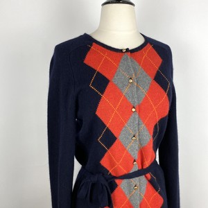 navy belted cardigan