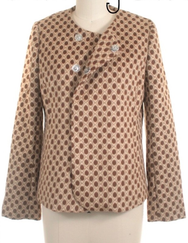 SAMPLE SALE S FROCK SHOP Lovely Double Breasted Brown Tan Dot Short Coat Jacket