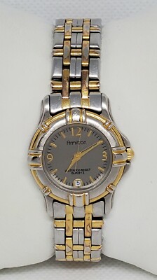 Ladies Armitron Stainless Silver Gold Tone Round Analog Watch 25/6177-9 E1