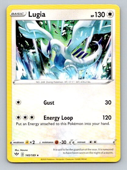 2020 Pokemon Card Darkness Ablaze Lugia 140/189