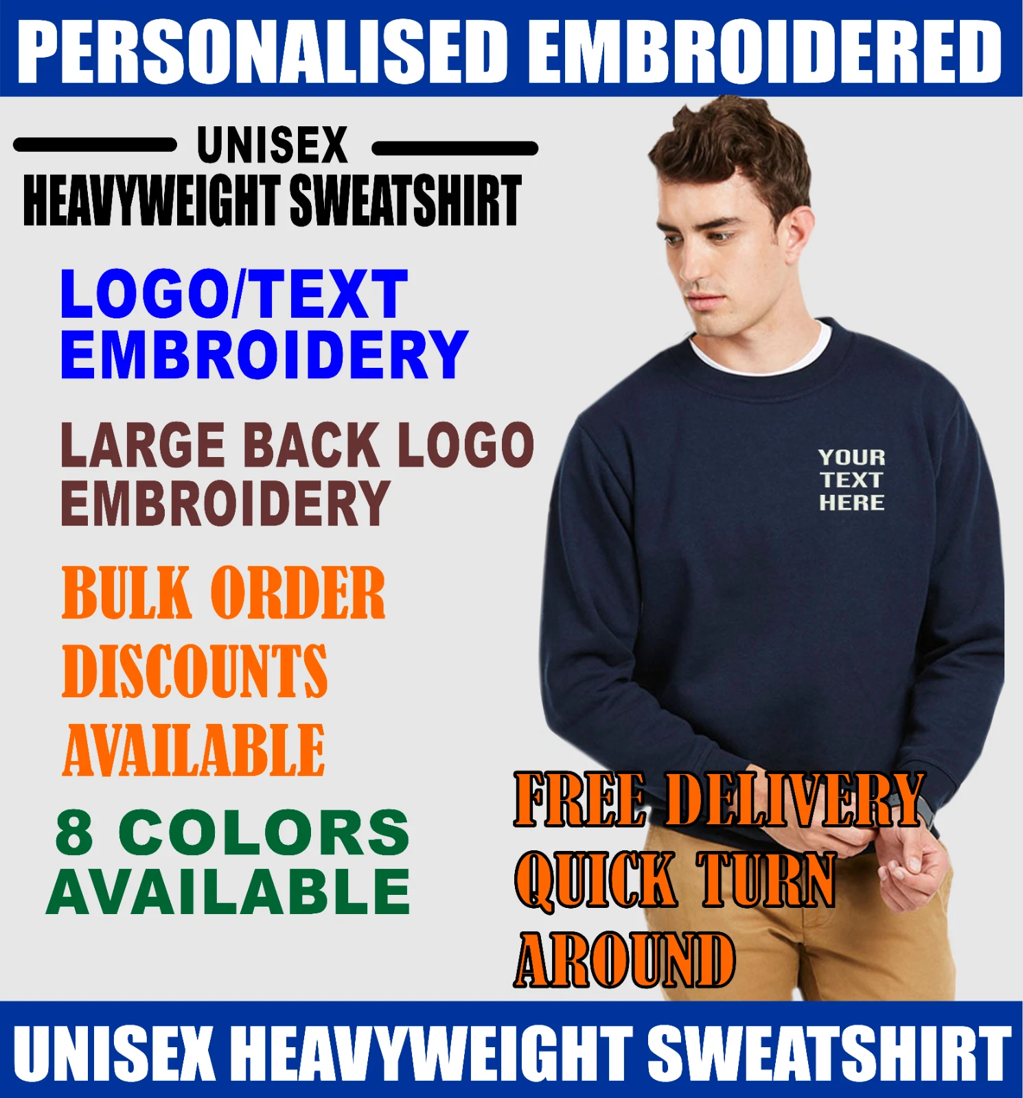 Personalised Embroidered Text Uneek UC201 Classic Unisex Heavyweight Sweatshirt
Opens in a new windo