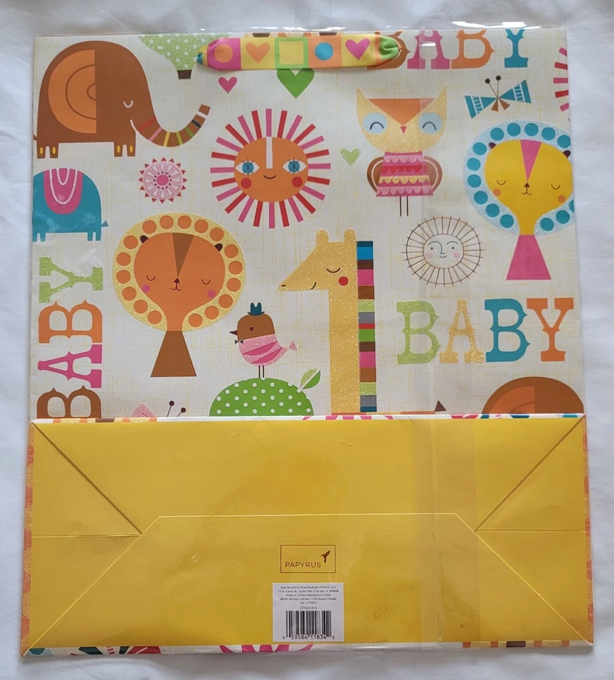 Papiro raro colorido tema animal jumbo bebê bolsa de presente atraente 1 contagem - Imagem 2 de 2