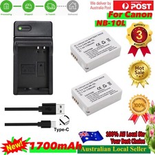 2x NB-10L Battery +Usb-C Charger for Canon G1X,G15,G16,G3X, SX40HS SX50HS SX60HS