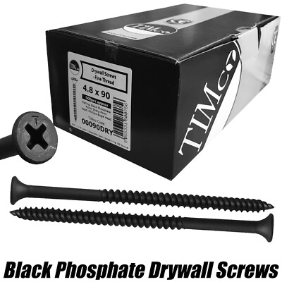 TIMco 4,8 x 90 mm Feingewinde schwarz Phosphat Trockenbau Gipskarton Holzschrauben