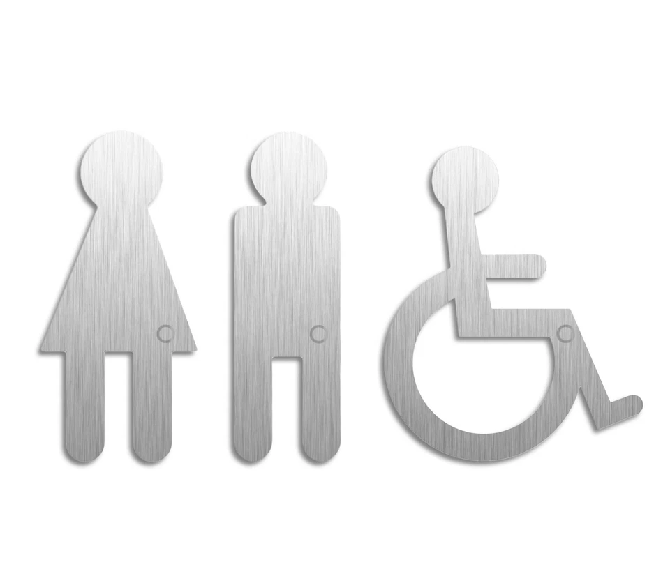 WC Schild Toilettenschild Damen Herren Rollstuhl  H=120/117 mm 3er-Set  - Bild 1 von 1
