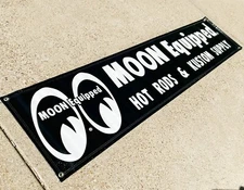 Mooneyes Vinyl Workshop Banner 72" x 17 1/2" - Vintage Hot Rod / Moon
