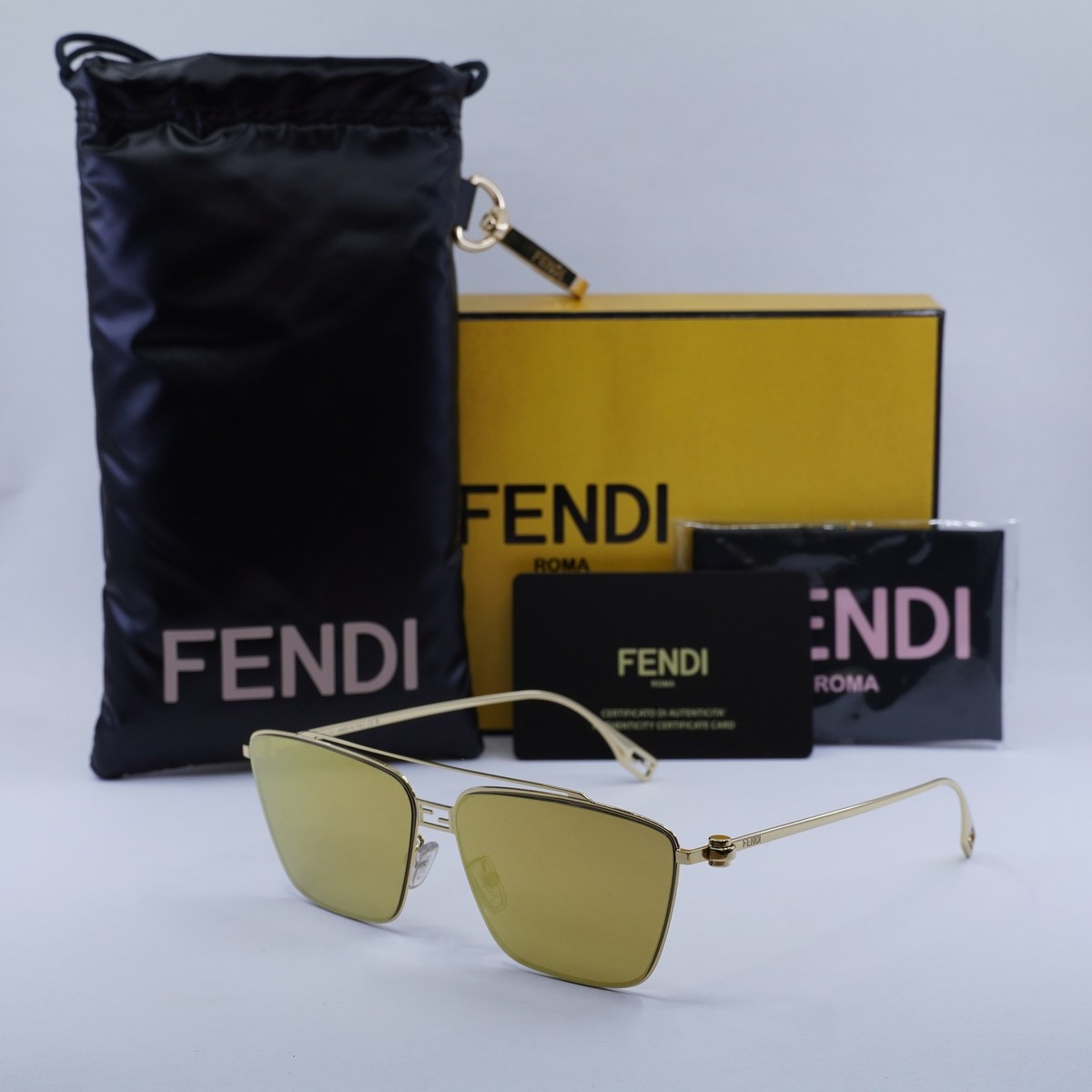 New FENDI FE40110U 30L Gold/Yellow Gold Mirror 59-13-140