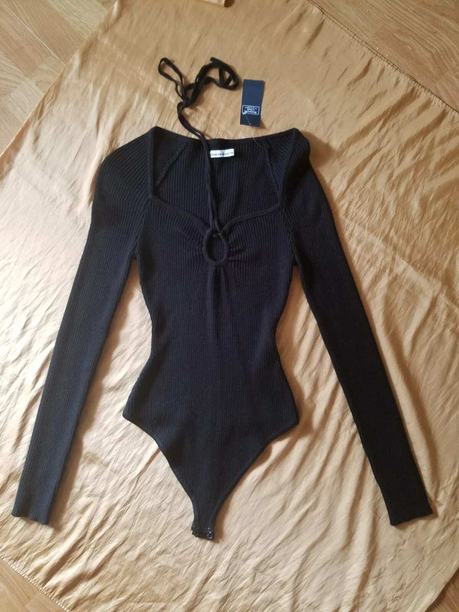 Abercrombie & Fitch Womens Strappy Cinched Front Sweater Bodysuit