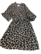 Gillian O'Malley Black White Satiny 100 Polyester Robe Size L Vintage W/ Belt