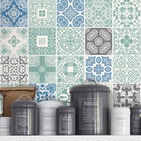 Wall Tiles Decals For Kitchen Decoration Pastel Blue (pack With 36) (8 X 8 In... Wall Tiles Decals For Kitchen Decoration Pastel Blue (pack With 36) (8 X 8 In...