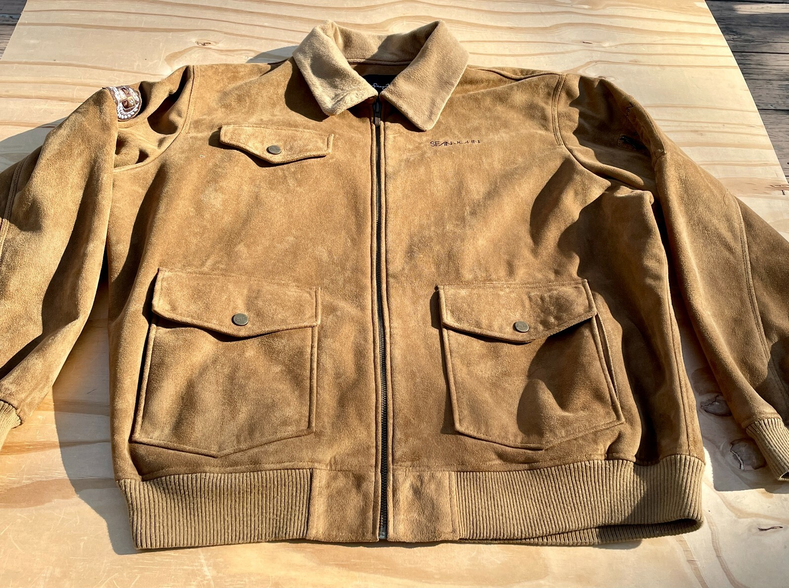 Vintage Sean John Suede Jacket Faux Fur 
