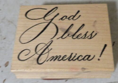 SERENDIPITY Mounted Rubber Stamp GOD BLESS AMERICA ! Craft Stamping 2.25 X  2.75