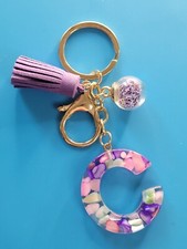 KEYRING C Key Chain Purple Pink Tassel Bag Charm Keyring Purple A100