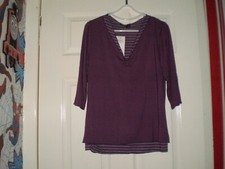 Blouse "Text…" Layered Top Stripes Plum Size: 12 (UK) Eur M SALE