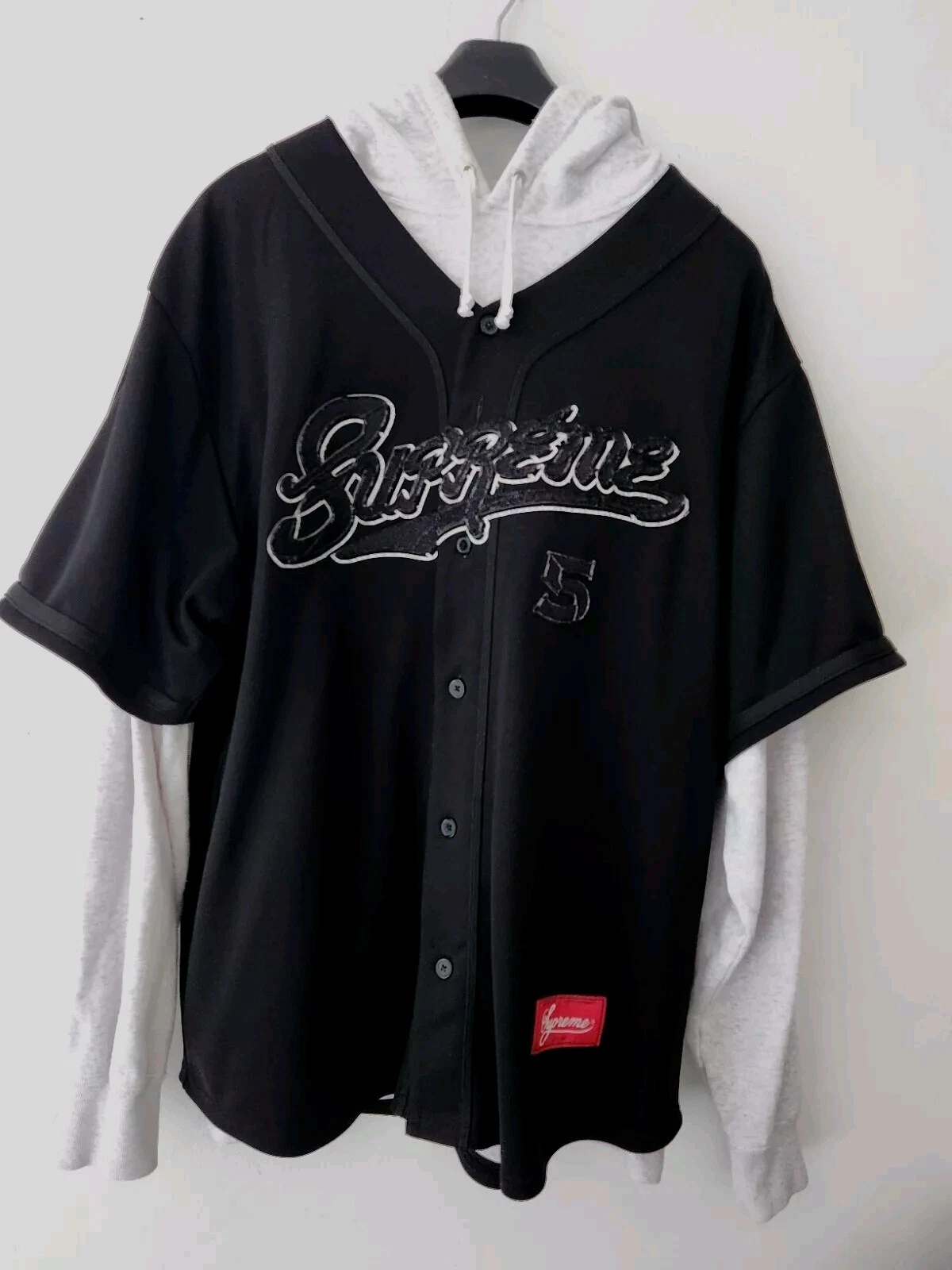 Sweat à capuche SS22 Supreme Baseball Jersey taille XL noir 5