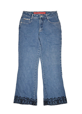 Revolt Jeans Womens 10 28x29 Flare Bootcut Lace Medium Wash Denim Y2k Goth