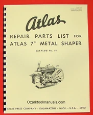 Atlas Press Co. 7" Metal Shaper Owner's Instructions and Parts Manual 0026