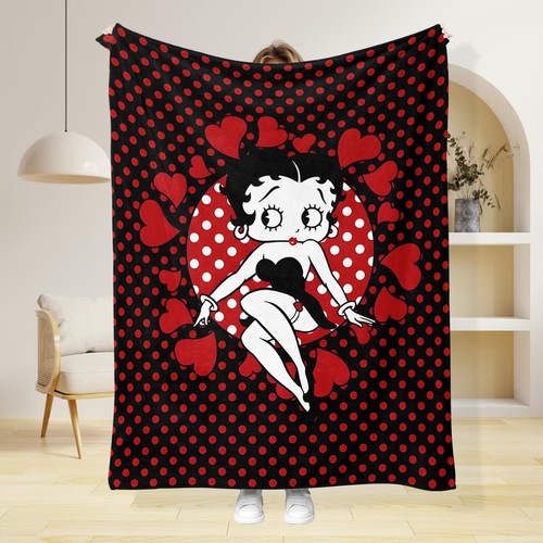 Betty Boop Throw Blanket 30x40 50x60 60x80in Fleece Blankets For Bed Couch Sofa - Picture 16 of 19